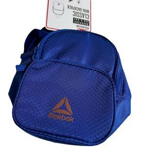 Reebok Blue Classic Mini Backpack Water Resistant‎ Adjustable Strap Double Zip